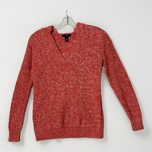 Gap women’s Marled Coral Heather Hooded Sweater Size Small 100% Cotton